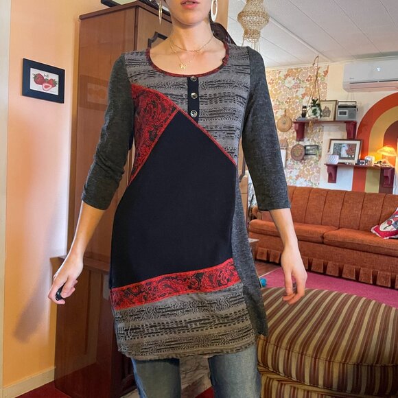 Y2K Whimysgoth rag doll long sleeve witchy shirt patchwork Tunic! - Picture 1 of 14